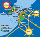Carte sur la region autour d'Eurotunnel