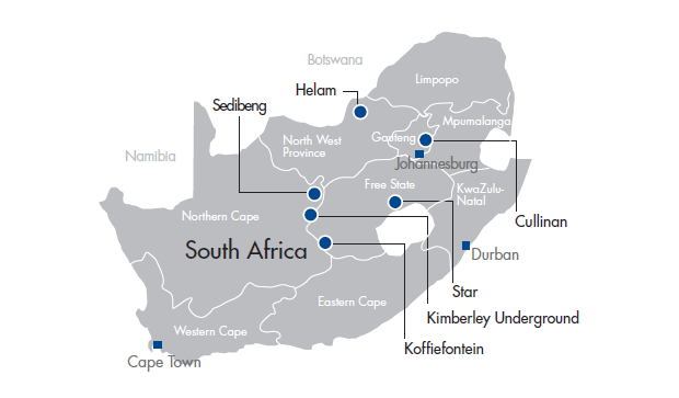 South Africa assets map