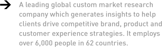 A leading global custom market research company which generates insights to help clients drive competitive brand, product and customer experience strategies. It employs over 6,000 people in 62 countries.