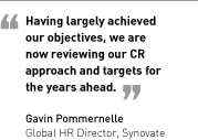 Having largely achieved our objectives, we are now reviewing our CR approach and targets for the years ahead. Gavin Pommernelle, Global HR Director, Synovate.