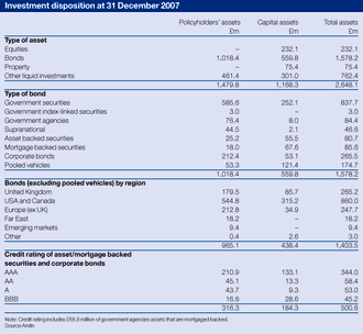 Investment disposition at 31 December 2007