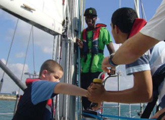 Young people from Hackney Quest enjoying the Lloyds yacht Lutine, hosted by Amlin