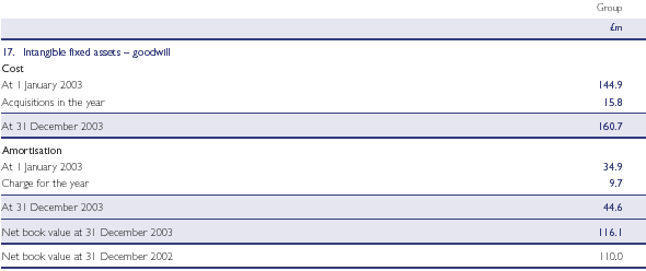 Intangible fixed assets - goodwill