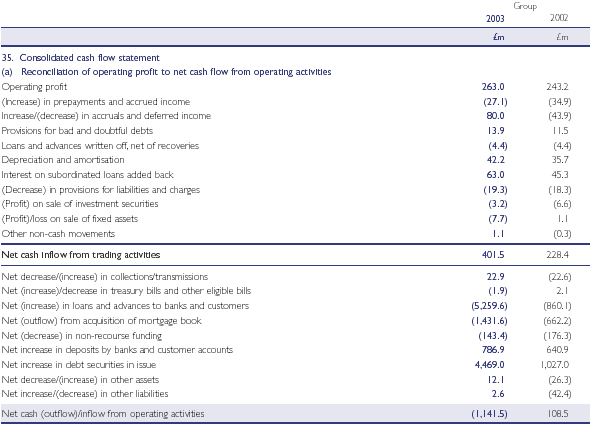 Consolidated cash flow statement