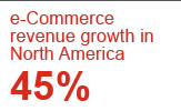 e‑Commerce reveune growth in North America 45%