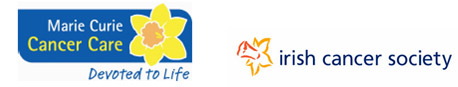 Marie Curie Cancer Care and Irish Cancer Society logos